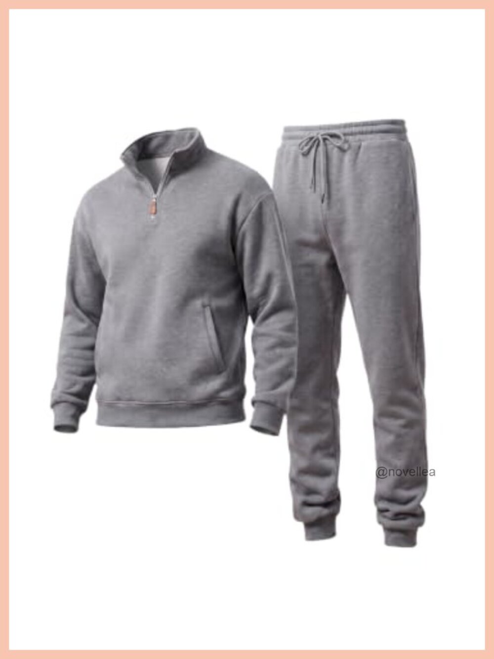 Men's 2-Piece Sweatsuit Set 1/4 Zip Pullover Tracksuit Cotton Polyester - Picture 1 of 6